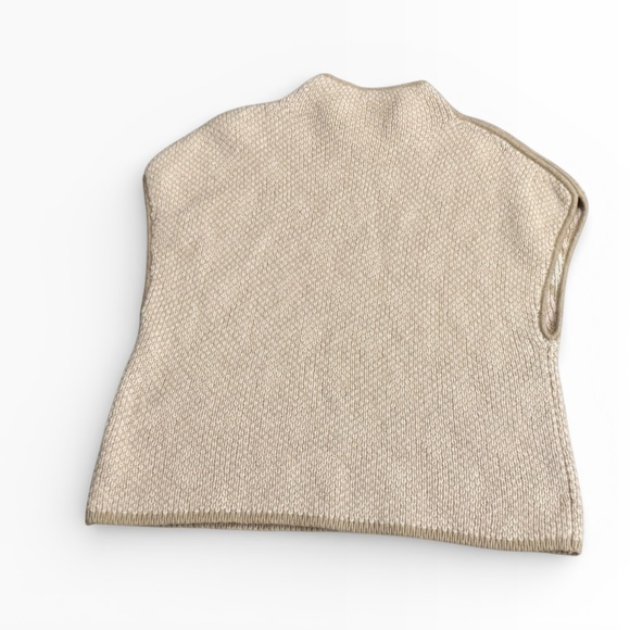 ANN MASHBURN women’s tan CASHMERE mock turtle neck sleeveless sweater sz XL - Picture 4 of 7
